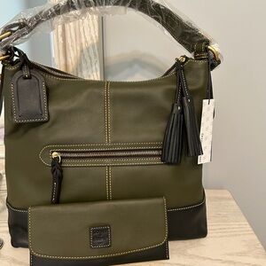 Dooney & Bourke Olive and Black Shoulder Bag